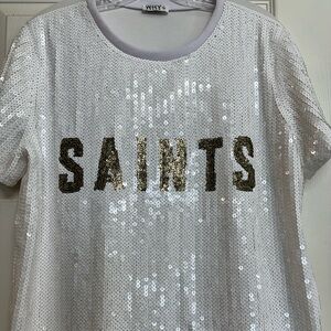 WHY brand Saints sequin tee. Size Large